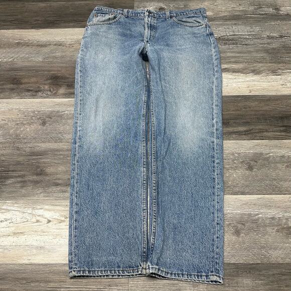 Vintage Levis 505 Red Tab Blue Mens 36x30 Straight Denim Jeans 90s USA MADE - Picture 1 of 12